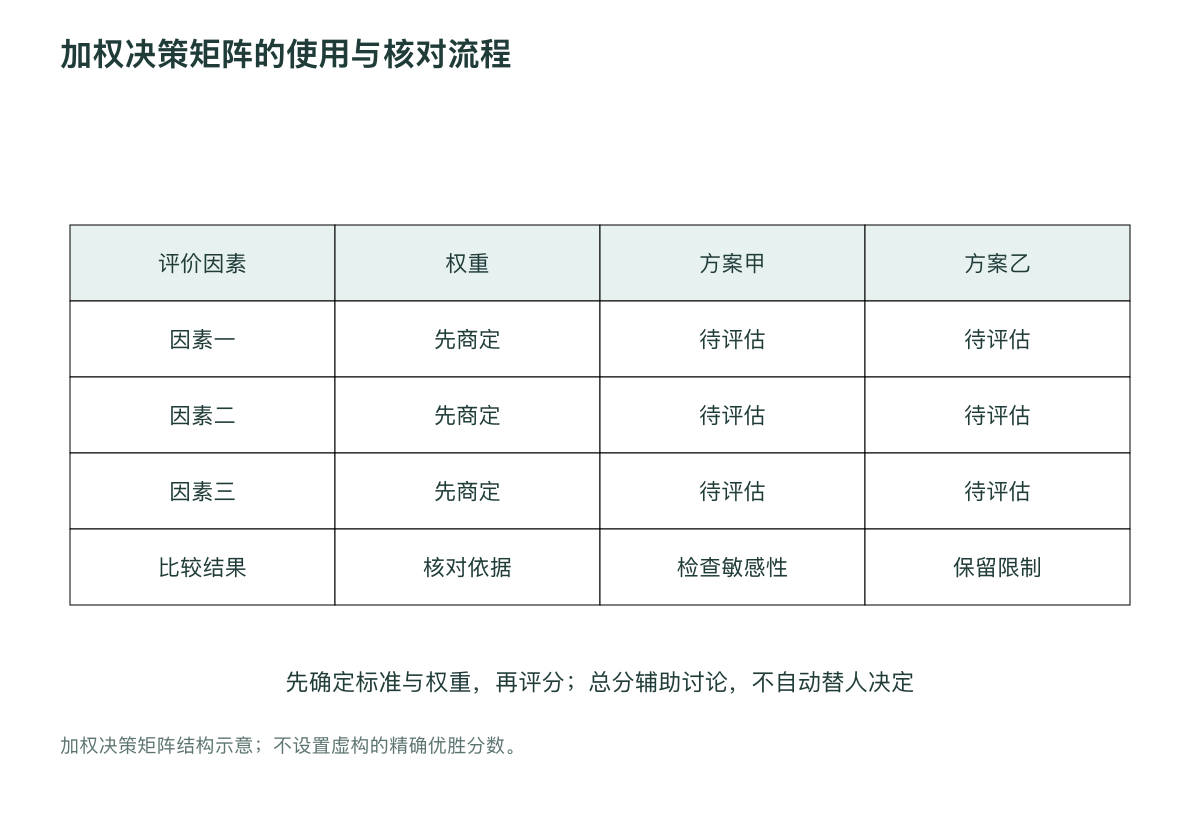 加权决策矩阵的使用与核对流程