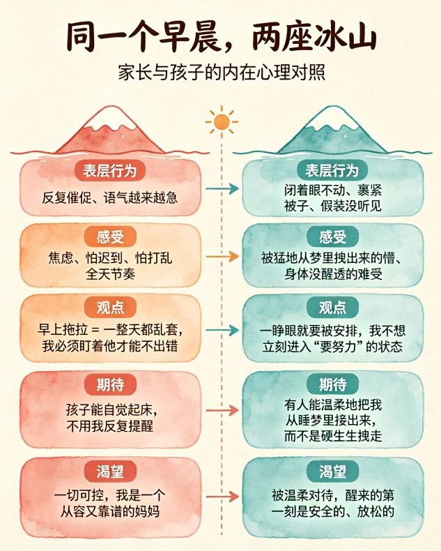 用教练式对话，把“叫娃起床”从亲子战场变成晨间小确幸（原文插图）