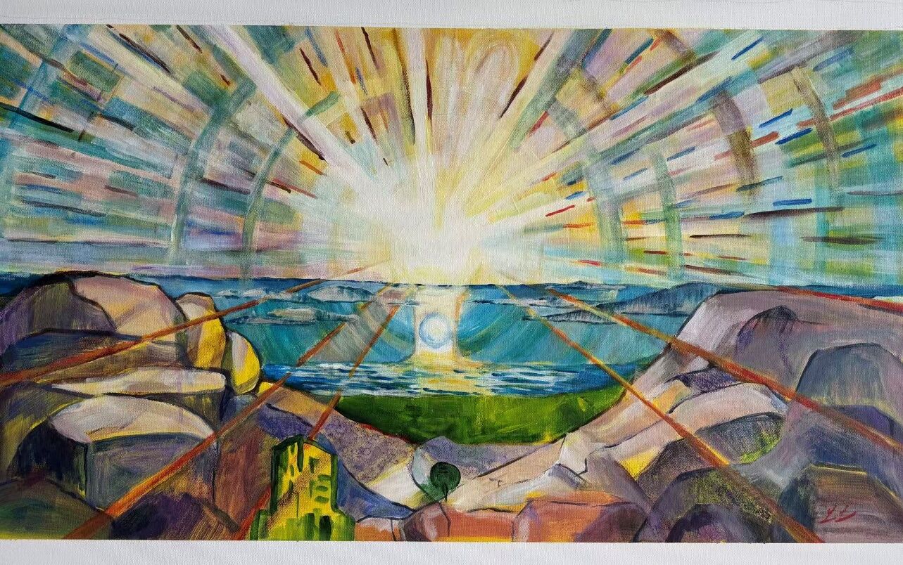 作者供稿附图:临摹蒙克《The SUN》的画作